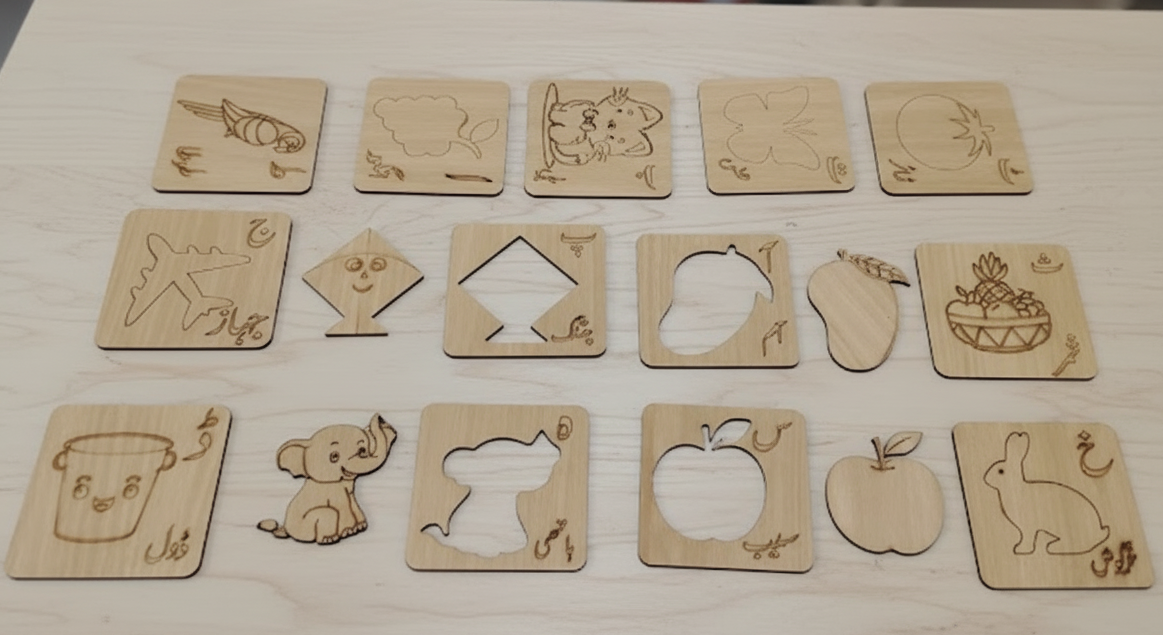 Premium Urdu Wooden Stencils & Cutout Set(117-Pieces)