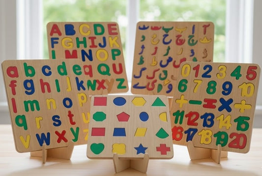 Early Learning Wooden Board Combo – Fun with Shapes, Letters & Numbers (5in1)