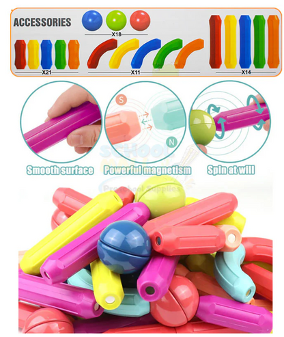 MAGNETIC Intelligent Magnetic Construction Set For Kids Brain Development (64 PCs)
